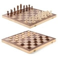 thumbnail image 4 of Wooden Chess Set - Handcrafted Chess Pieces - 15 Inch Chess Board - Foldable, Travel Friendly - Felt Bottom - 3 Inch King - Bonus Wooden Checkers Pieces, 4 of 9