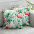 thumbnail image 2 of GOSMITH Flamingo Pink Bird Palm Tree Banana Leaves Tropical Plant Soft and Durable 2-Piece Plush Pillowcase Set White, 2 of 6