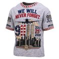 thumbnail image 2 of Never Forget 911 Patriotic Tee for Men with 25th Anniversary Print and Cotton Fabric Featuring 9/11 Memorial Shirts for Remembrance Ceremonies Church Services Community Events Gray XL, 2 of 4