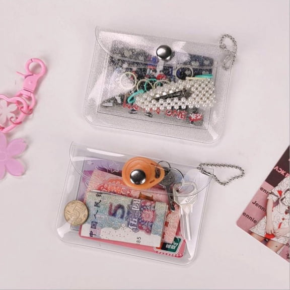 Glitter Transparent Waterproof PVC Card Holder Mini Wallet Girls Coin Purse