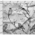 thumbnail image 2 of Soimoi Bird & Flowers Printed Japan Crepe SatinFabric By The Yard-54 Inch WideDecorative Sewing Fabric For Dresses, Kimonos, Gowns-Gray1, 2 of 5