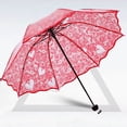 thumbnail image 4 of Lace Sun Umbrella, Transparent Heart Print, Foldable Parasol, 4 of 8