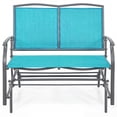 thumbnail image 4 of Gymax Patio Glider Rocking Bench Double 2 Person Chair Loveseat Garden Grey Turquoise, 4 of 9