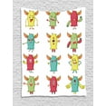 thumbnail image 1 of Alien Tapestry, Colorful Bizarre Monstrous Characters on a Plain Background Messy and Whimsical Print, Wall Hanging for Bedroom Living Room Dorm Decor, 60W X 80L Inches, Multicolor, by Ambesonne, 1 of 2