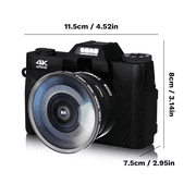 KEEPBERRY 4K 75MP WiFi Photography & Vlogging Camera with 180° Flip Screen, 64GB Card & Anti-Shake Black