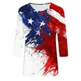 thumbnail image 5 of BLTIBY Womens Blouse Summer Independence Day Printed Round Neck Short Sleeve Shirts Loose Novelty Graphic T-Shirts Fashion Casual Pullover Tops 2025 Multicolor 10 S, 5 of 5