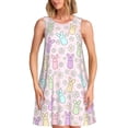 thumbnail image 1 of Balery Colorful Bunny Vestidos de verano para mujer con estampado: vestido holgado sin mangas, vestido playero informal y cómodo para días calurosos., 1 of 7