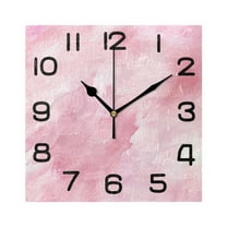 Wall Clock Square Silent Non-Ticking Marble Pink Retro Battery Operated Clock 7.78 inch Home Kitchen Office Decoration