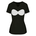 thumbnail image 6 of Dagugfen Crop Tops for Women Notch V Neck Short Sleeve Tshirts with Built in Bra Solid Color, 6 of 7