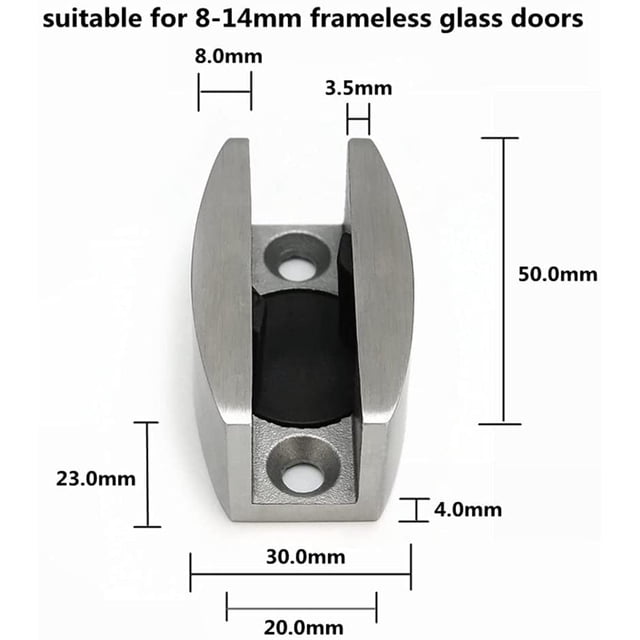 Guía de piso para puerta de vidrio corrediza Guía de rodillo de piso Guía de rodillo Sistema de puerta corrediza Accesorios para puertas de vidrio corredizas Sin marco Acero inoxidable 304 2 piezas