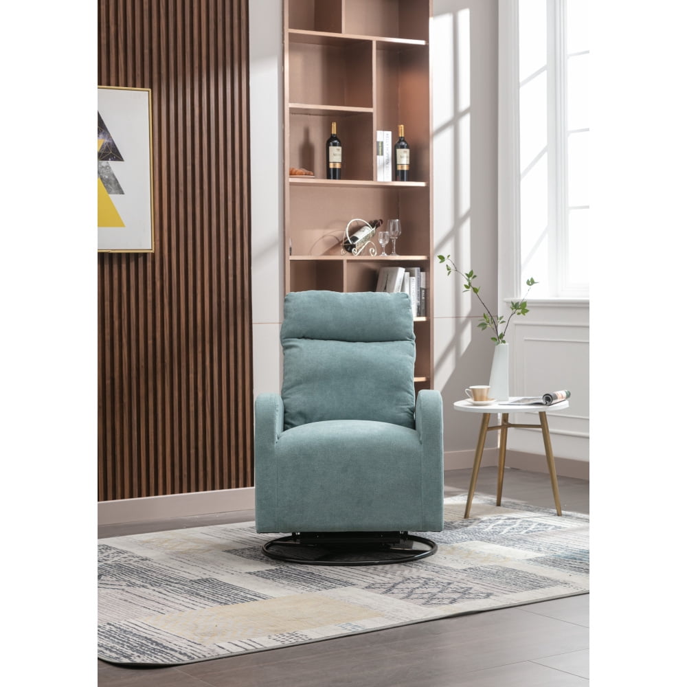 Upholstered Swivel Glider, Cosymart Rocking Chair for Nursery in Light Blue, Modern Style One Left Bag