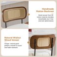 thumbnail image 3 of Bar Stools Set of 2, Adjustable 360° Swivel Counter Height Barstools from 25" to 33" Upholstered Faux Leather Bar Chairs with Rattan Backrest & Enlarged Base, 3 of 11