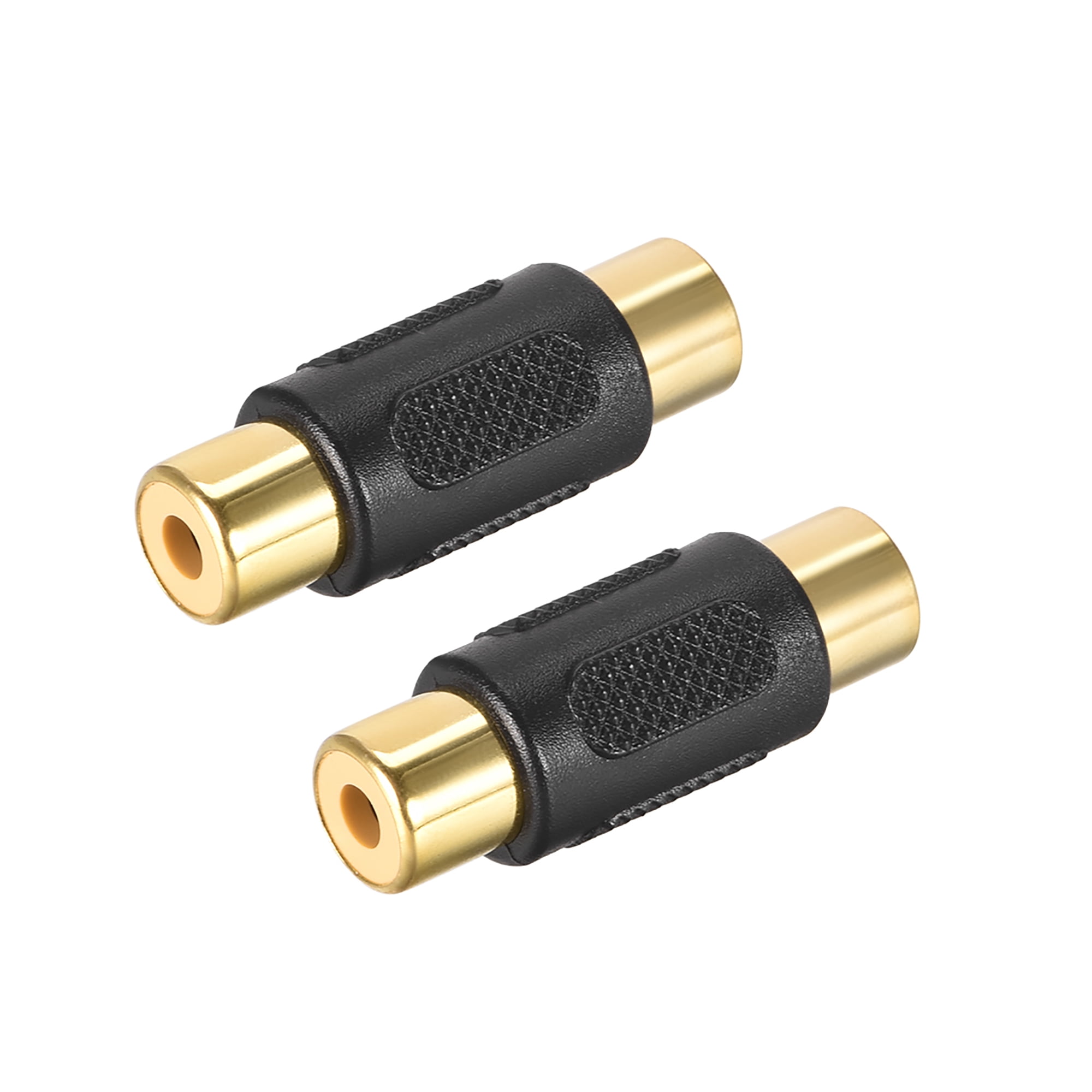 RCA Female to Female Connector Mono Audio Video Cable Adapter Coupler Black, 2pcs