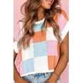 thumbnail image 2 of Women's Stylish Grapefruit Orange Color Block Cap Sleeve Sweater, 2 of 7