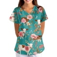 thumbnail image 4 of Women's Plus Size Scrub Top Cross V-Neck Short Sleeve Printed Work Uniform with Pockets Nursing Shirt S, 4 of 7