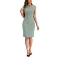 thumbnail image 2 of INSPIRE CHIC Women's Sheath Dress Pencil Work Sleeveless Professional Office Dresses XS Light Green, 2 of 6