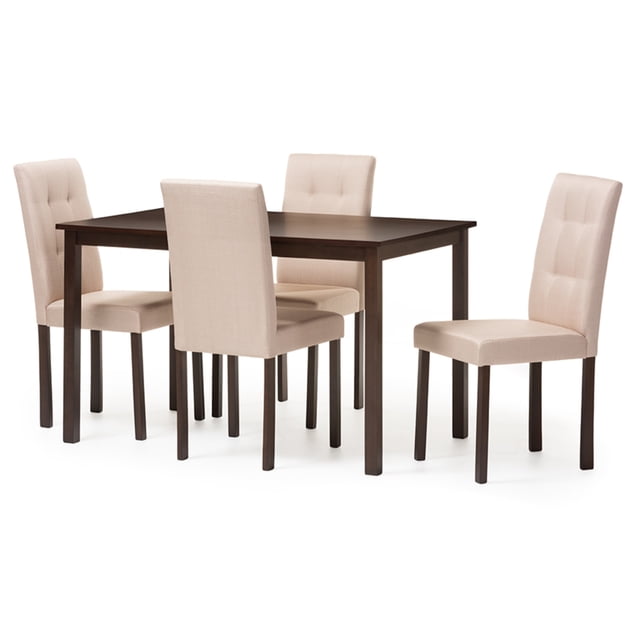 Baxton Studio Andrew Tissu Beige 5 Pièces Moderne et Contemporain Rembourré à la Grille Dining Set