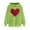 Green, variant on V-Day Love Print Pullover Hoodie for Women's Printed Off Shoulder Sleeves Long Sleeved Hooded Sweatshirt Pink XL