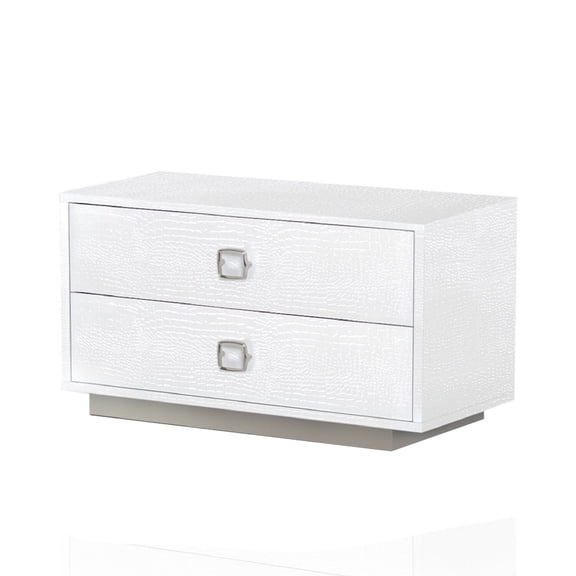Hart 32 Inch Modern Nightstand, 2 Drawers, Textured Lacquer Finish, White- Saltoro Sherpi