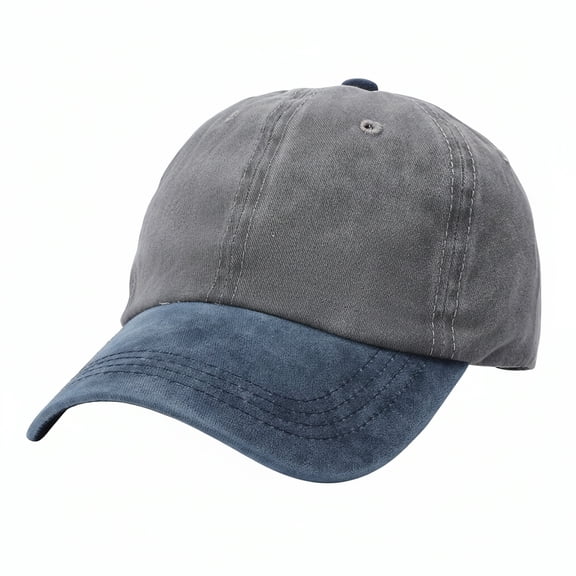 TOPTIE Two Tone Denim Baseball Cap 6 Panel Washed Cotton Unisex Sun Hat-Navy-Grey