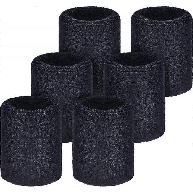 6 Pack Wrist Sweatbands Tennis Wrist Bands Absorbent Sweatbands for Football Basketball Running Athletic Sports and Working Out