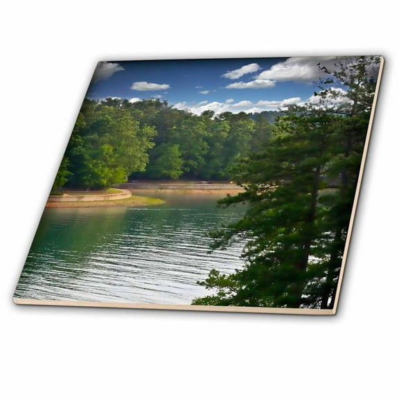 3dRose, Lake Lanier Springs to Life in Georgia Peaceful Art Décor, 8 Inch Ceramic Tile