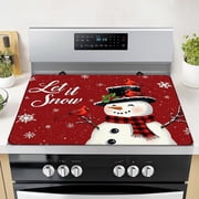 Christmas Snowmen Stove Cover Let It Snow Winter Stove Top Cover for Kitchen Decor Red Electric Stove Pad Xmas Party Non-Stick Gas Burners Covers Washable Countertop Protector Keep Stove Clean