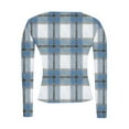 thumbnail image 4 of Tops for Women Long Sleeved Plaid Casual Round Neck Printing Fitting Pit Stripe Blouse Light Blue XXL, 4 of 6