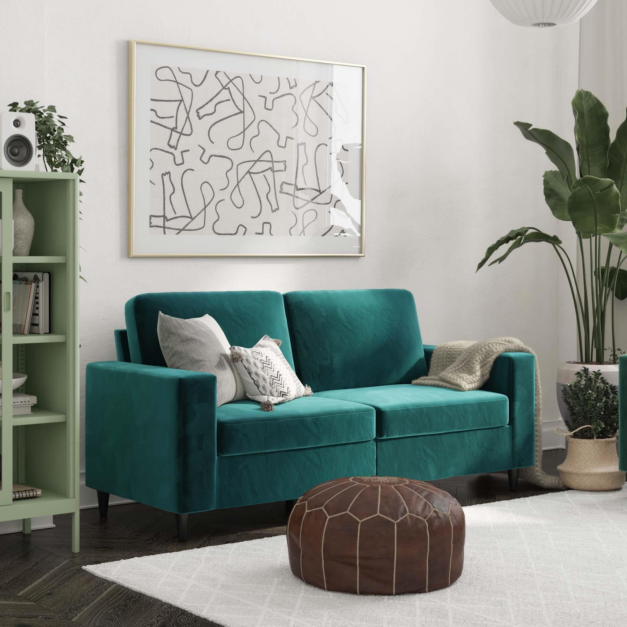 DHP Cooper 3 Seater Sofa, Living Room Furniture, Green Velvet