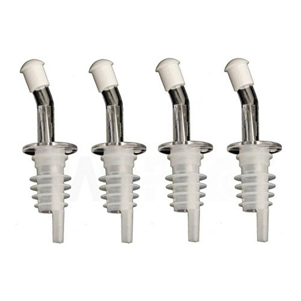 4 RAMPRO Wine Olive Oil Liquor Bottle Pourer Free Flow Dispenser Spouts Plastic Clear Spout
