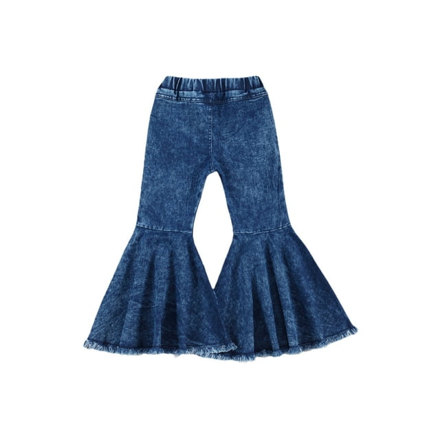 Sylvamorning Jeans Évasés Bleu Taille Haute pour Bébé Fille