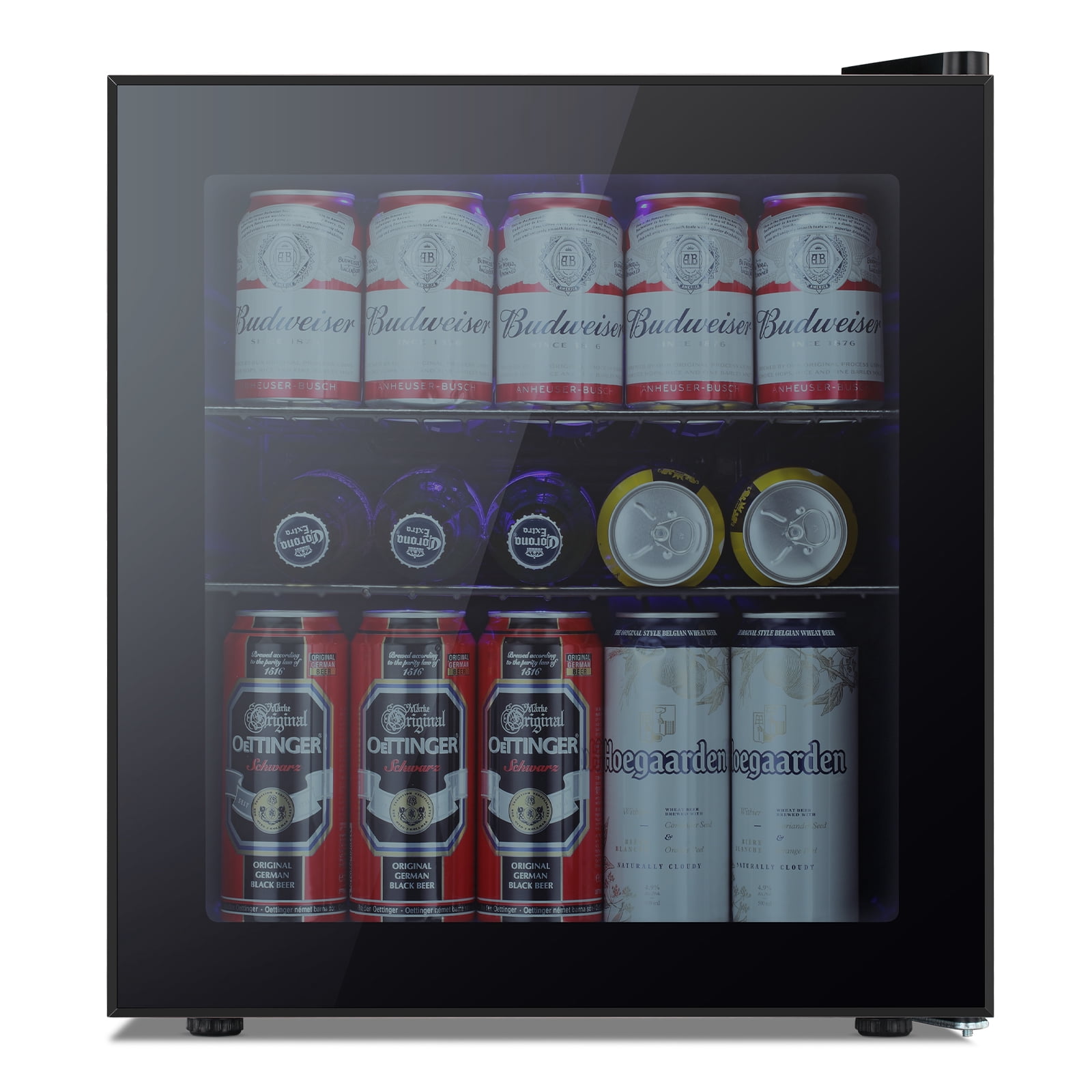 KNDKO 60 Can Beverage Refrigerator, 1.6cu.ft Mini Fridge Cooler with Glass Door for Beer/Soda/Wine