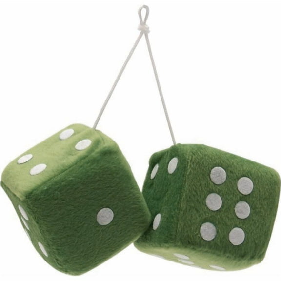 Nee Haoww Vintage Car Green Hanging Mirror 2.75" Fuzzy Dice Pair