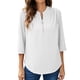 thumbnail image 2 of Tops Con Estampado De Lunares, Blusa Casual Para Mujer Cómoda Cremallera De Cuello Redondo Para La Oficina Para Viajar ANGGREK Blanco XXL, 2 of 5