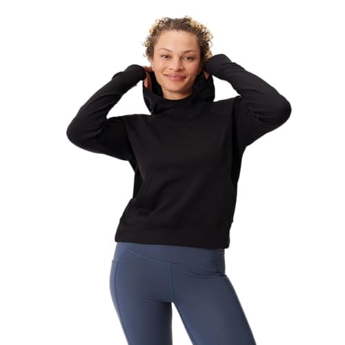 Women's Merino Wool Pullover Hoodie By Woolly | RWS Certified | Warm, Soft, Seattle Designed - Black - M