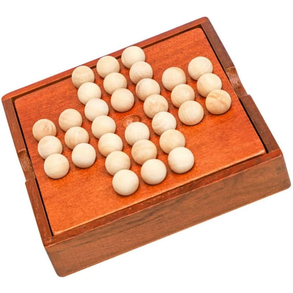 Wooden Solitaire Board Game Set: Chess Bead Toy Set Solitaire Board Game Noble Brainteaser Puzzle Classic Wooden Holiday Indoor Brain Game Set