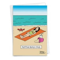 NobleWorks Funny Birthday Greeting Card with 5 x 7 Inch Envelope (1 Card) Bday Beach Face C10279BDG