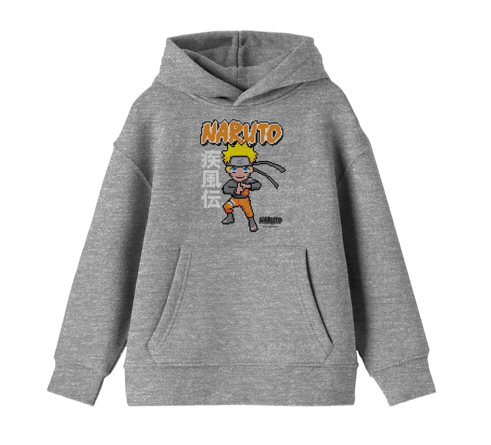 Naruto Shippuden Pixel Character Youth Athletic Gray Graphic Hoodie-L -  Walmart.com