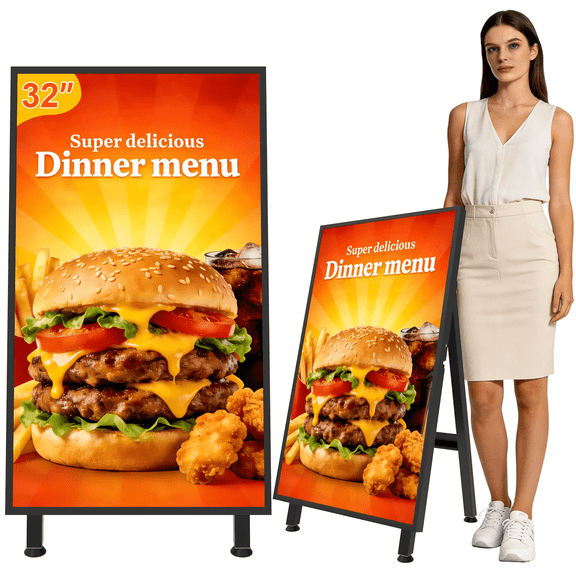 32" Portable Digital Signage, 700nits LCD Advertising Display, Android OS, Advertising Display Poster, Android Kiosk with Auto Media Player, HDMI/USB | 360SPB®