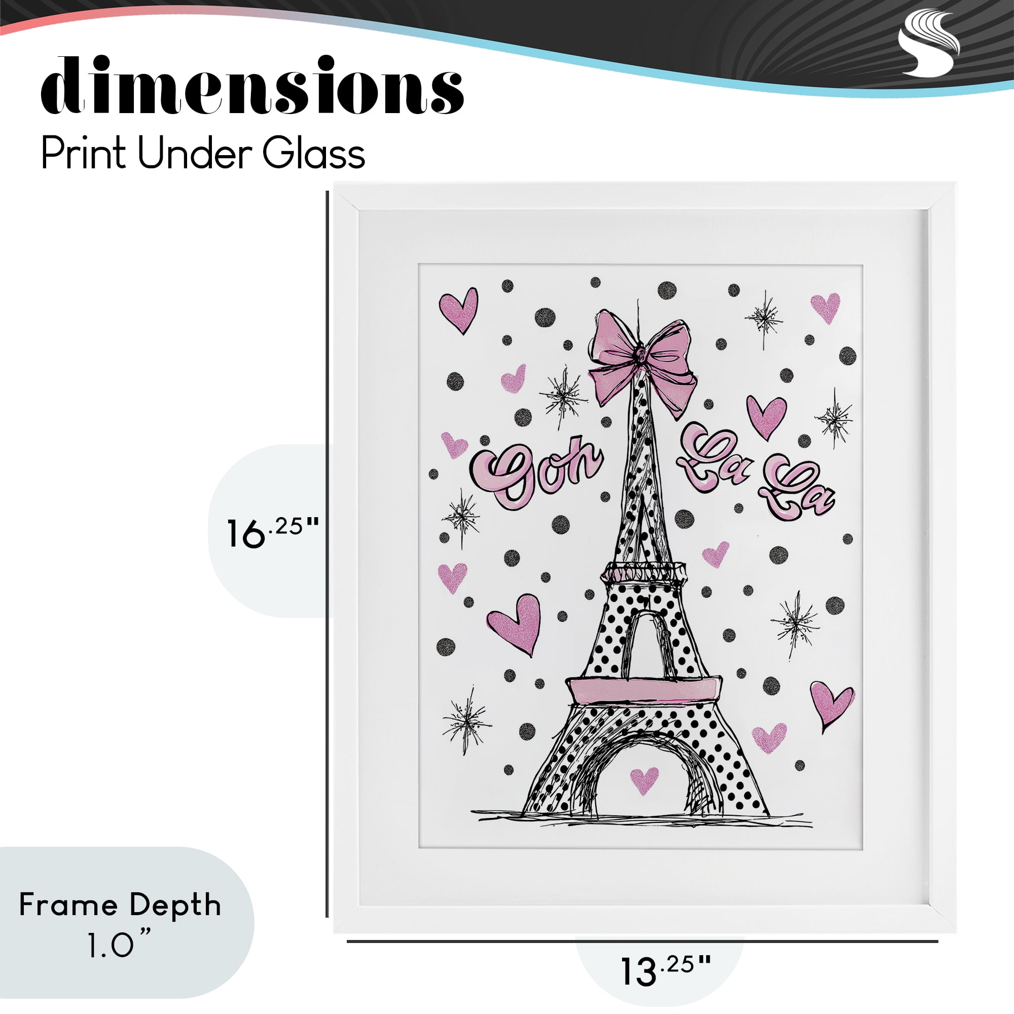 Stupell Industries Ooh La La Polka Dots Eiffel White Framed Print Under Glass, design by Jess Stempel