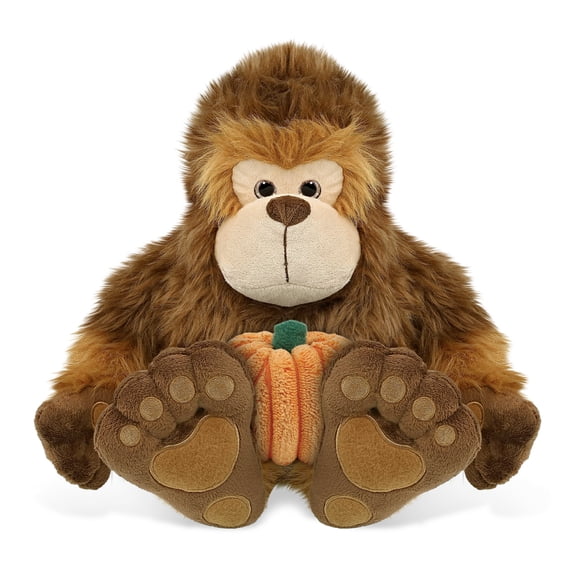 DolliBu Super Soft Plush Big Foot Stuffed Animal with Pumpkin Decor - Pumpkin Plush Animal for Fall, Halloween and Thanksgiving, Pumpkin Toy for Baby, Kids, Adults - 12 Inches