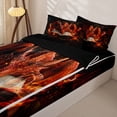 thumbnail image 3 of Homewish Red Fire Book Dragon Zipper Twin Comforter Sets with Fitted Sheet and 2 Pillowcases For Boys And Girls,Red Orange Fantasy Zipper Bedding Set,Black Reversible,4 Pieces, 3 of 7