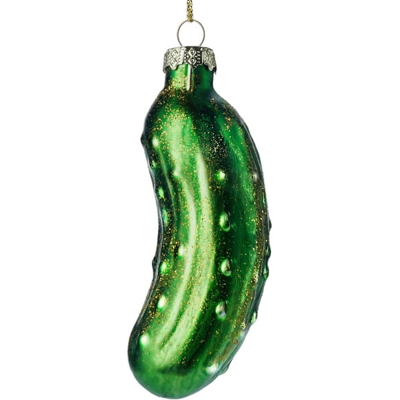 Joiedomi Christmas Pickle Glass Ornament, Xmas Glass Blown Food Ornament Presents for Christmas Tree Decoration, Food Ornament for Xmas Gift Holiday Party Favor Party Supplies Indoor Decoration
