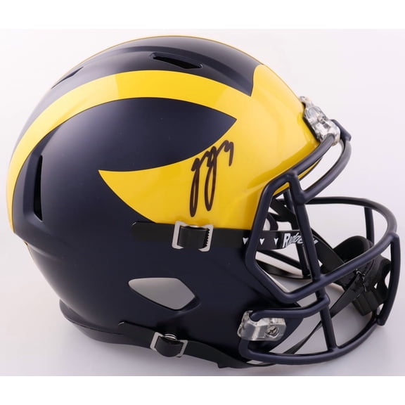 JJ McCarthy Autographed Hand Signed Full Size Replica Michigan Wolverines Helmet - Beckett COA