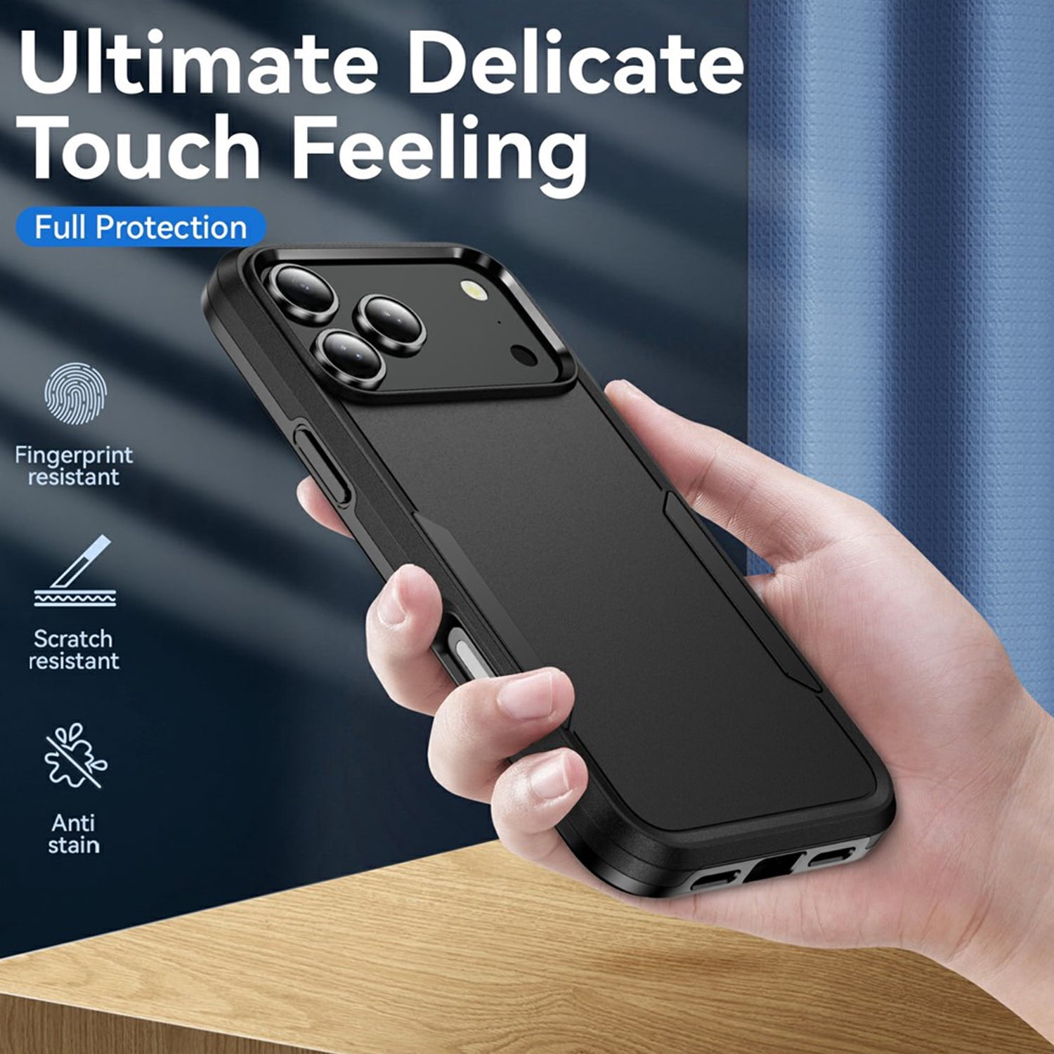 Dual Layers Shockproof Strong Case for iPhone 17 Pro Max - Black