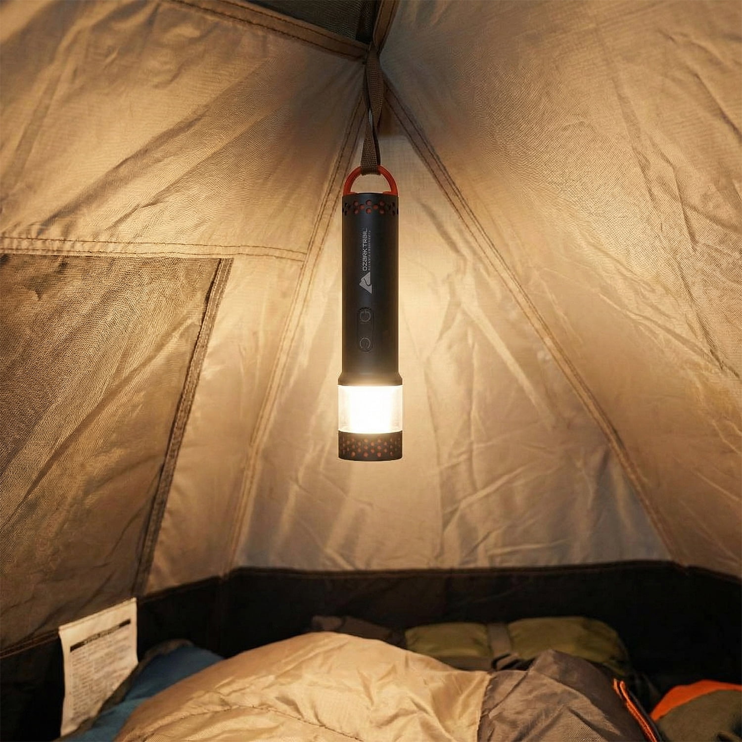 Ozark Trail Rechargeable LED Pocket Flashlight and Lantern, 1000 lm, IPX5 Water-Resistant, Black & Orange