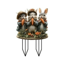 11.8"x7.8" Easter Yard Signs with Stakes Cute Easter Bunny Eggs Garden Decorations Outdoor Holiday Welcome Signs for Happy Easter Themed Festival Party Supplies, Lawn, Garden Yard Decor