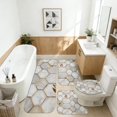 thumbnail image 2 of White and Gold Marble Pattern Bathroom Rug Set 4 Piece,Includes Contour,Lid Cover,Bath Mat,Non-Slip Extra Soft Absorbent Washable, 2 of 5