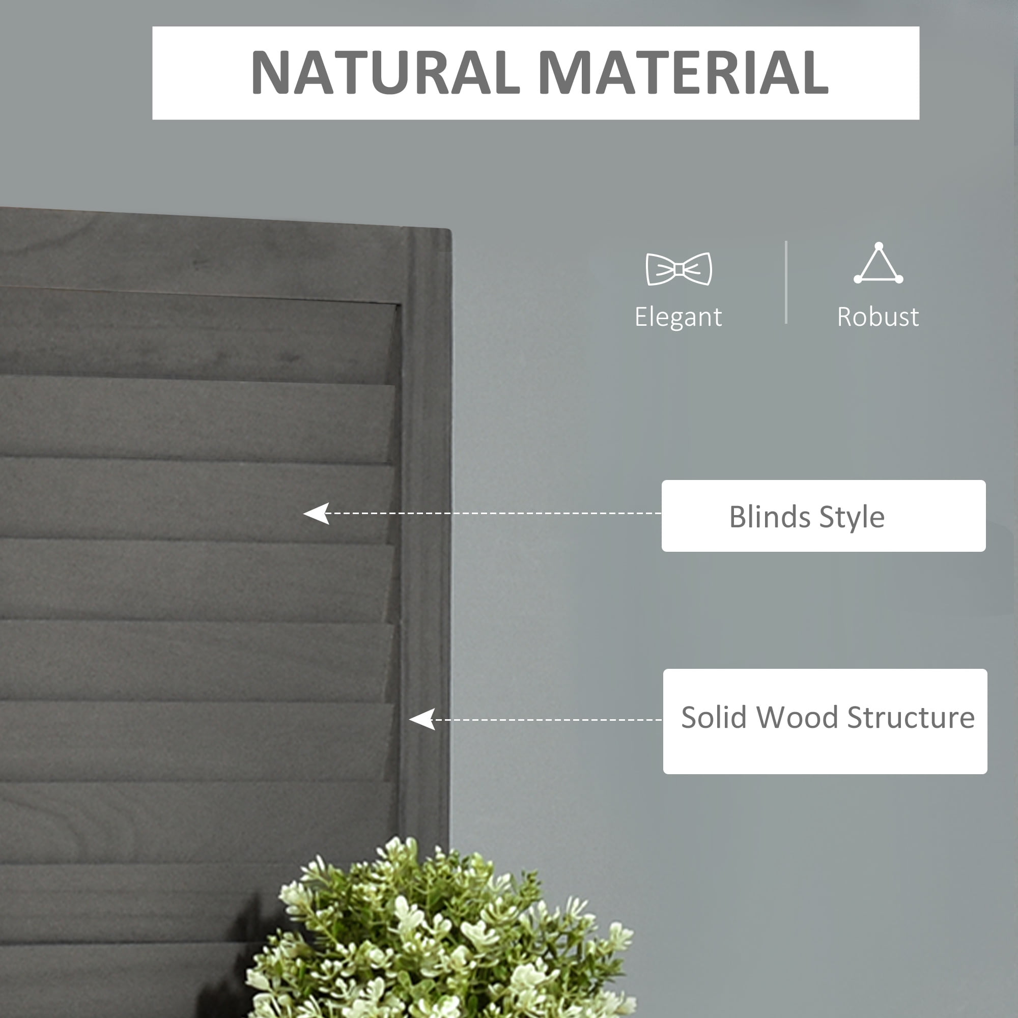 HOMCOM 4 Panel Wood Privacy Screen Room Divider with 3 Shelves 67" Grey