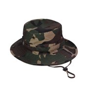 NYFASHION101 Men's Crushable Snap Brim Cotton Outdoor Bucket Sun Hat, Camouflage Green Image 1 of 3